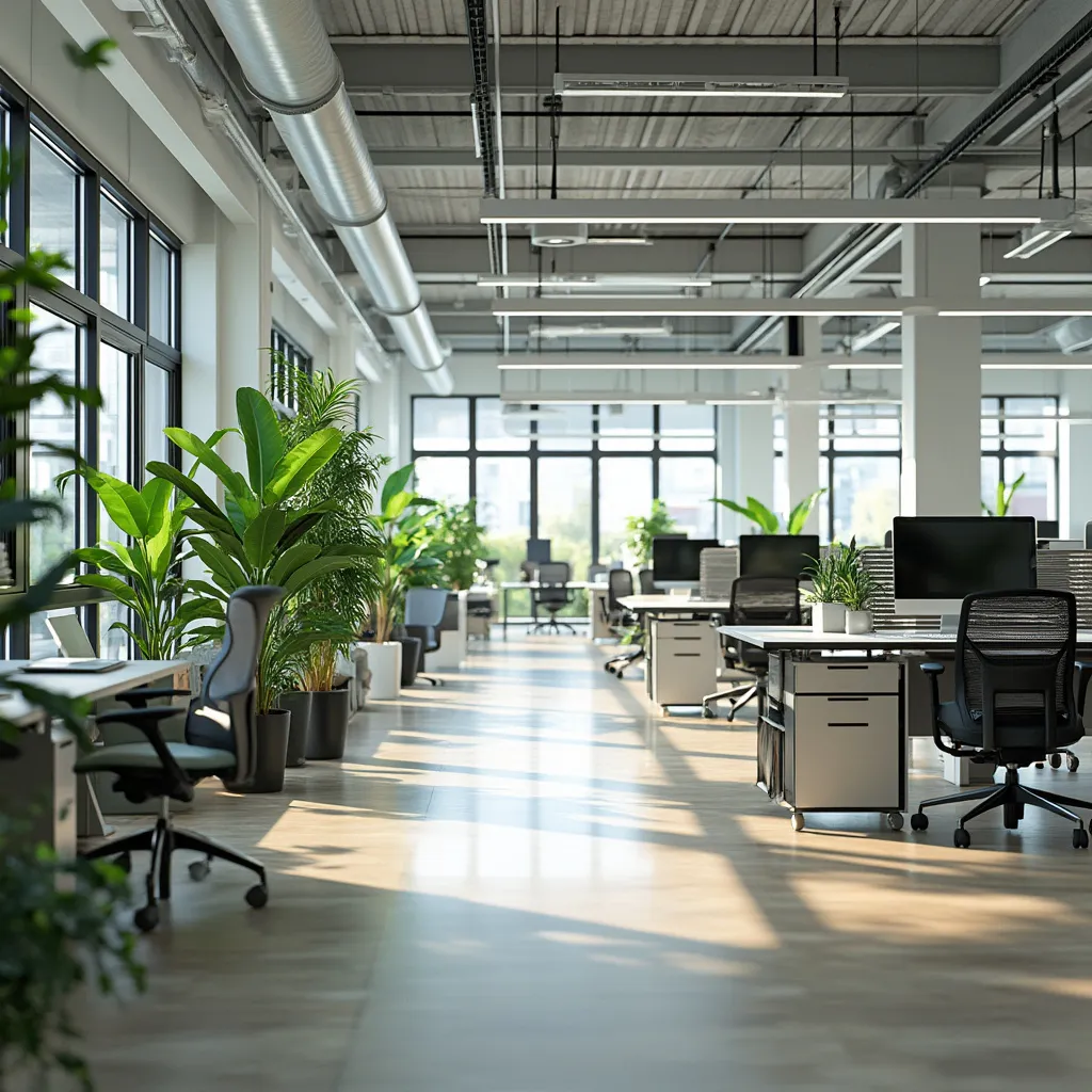 Espacio de trabajo moderno y luminoso de la oficina